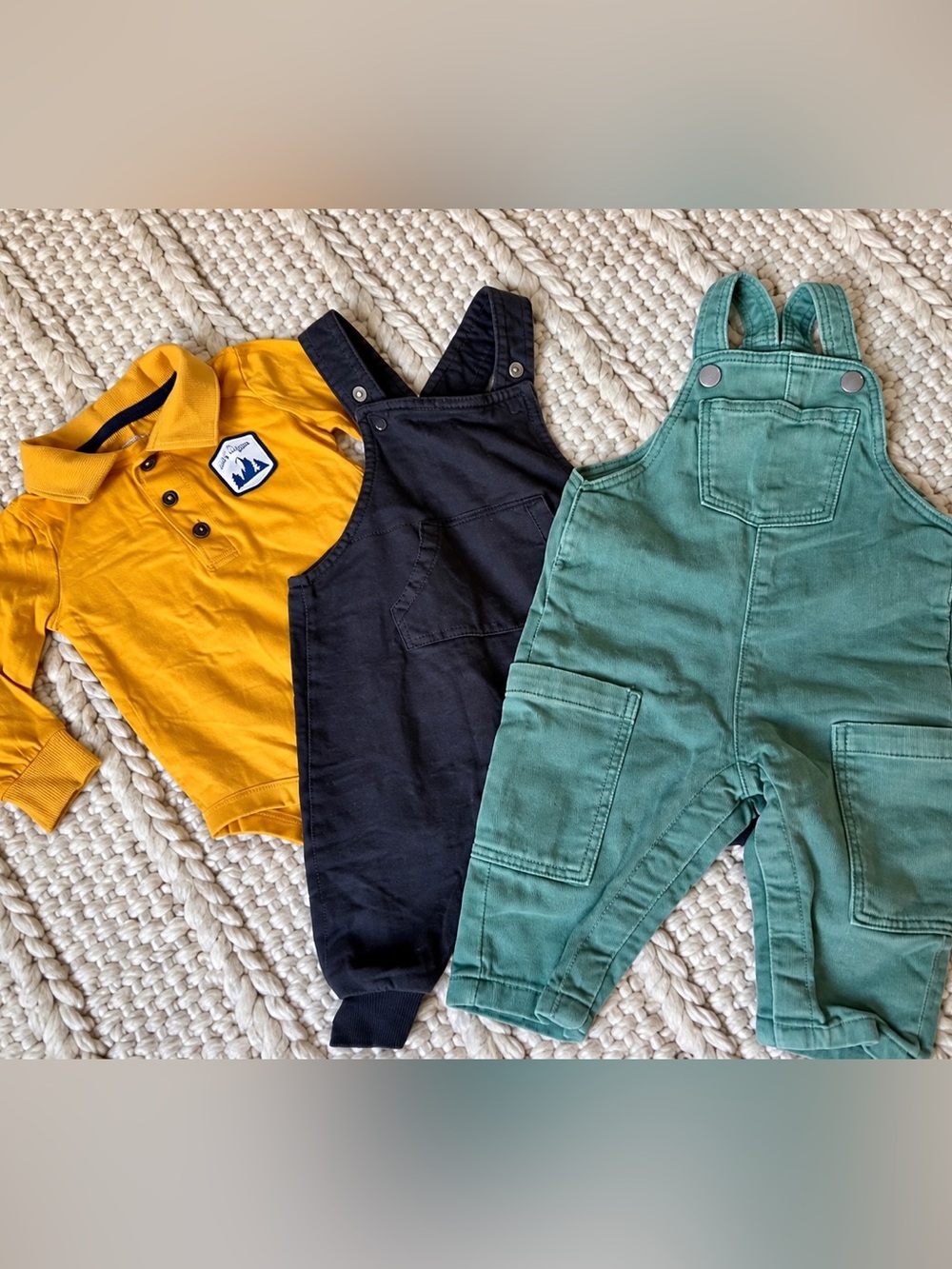 Green Cargo Pocket Kids Overalls with Adjustable Straps